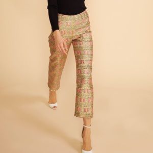 NWT Cynthia Rowley Brocade Bonfire Cropped Pants